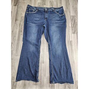 Faded Glory Jeans Womens 26W Blue Bootcut Mid Rise Stretch Embroidered Pockets